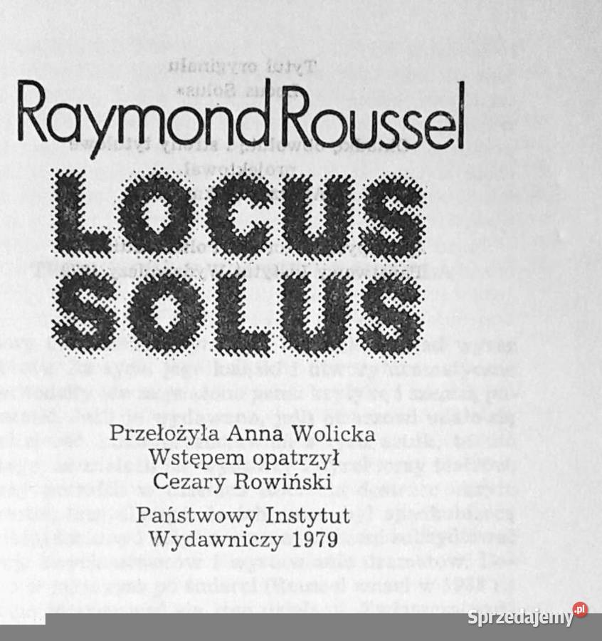 Locus Solus Raymond Roussel Pozostałe sprzedam