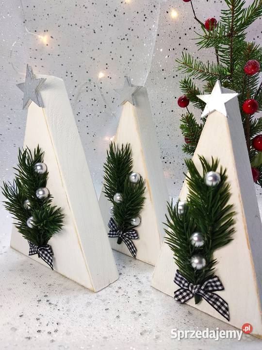 Miniaturowe drewniane choinki świąteczna magia w Wrocław sprzedam