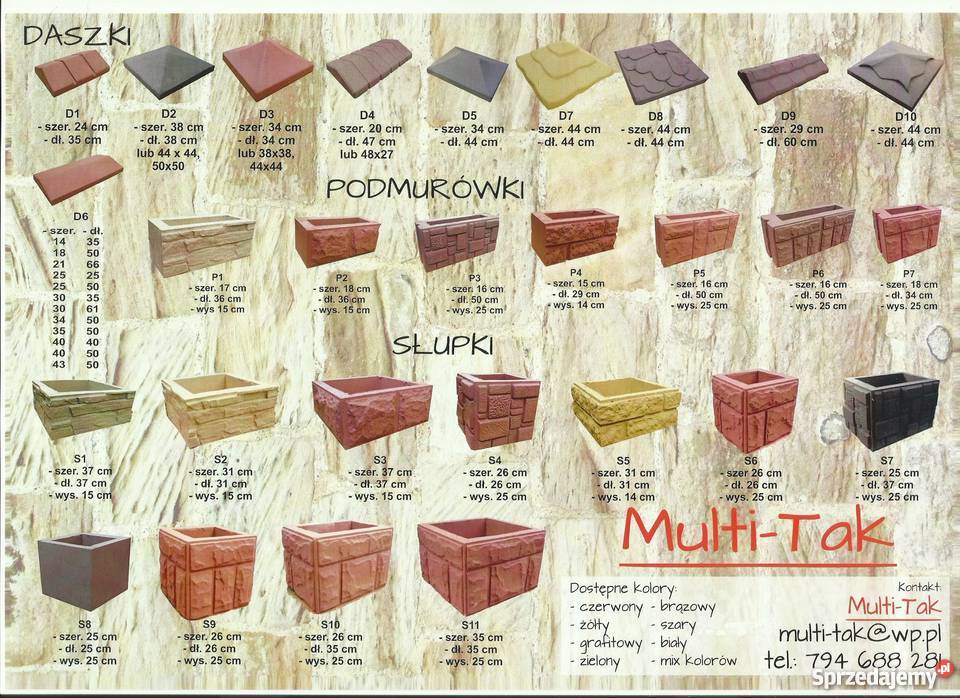 daszki betonowe Ogrodzenia i bramy Tomaszów Mazowiecki