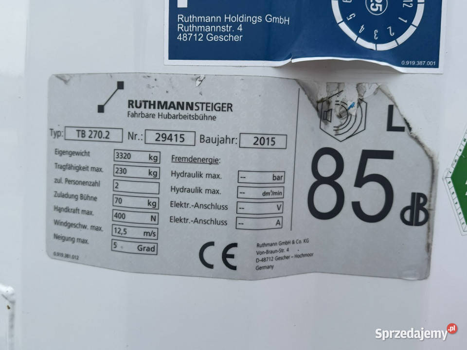 Nissan Cabstar Podnośnik Koszowy 27m RUTHMANN TB Widełki