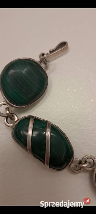 Bransoletka srebrna z malachitami Wa Bransoletki Radom