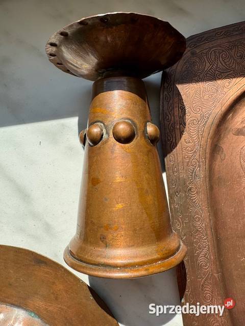 Stara taca mosiężna z ładnym dekorem popielnica Antyki, Sztuka, Kolekcje śląskie Częstochowa