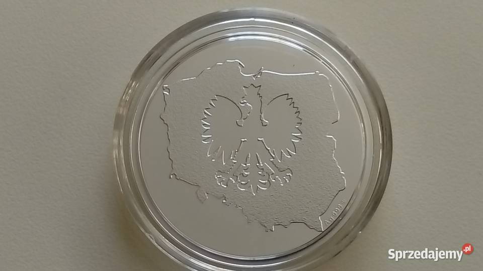 Srebrny numizmat 1055 rocznica chrztu Polski Mosina