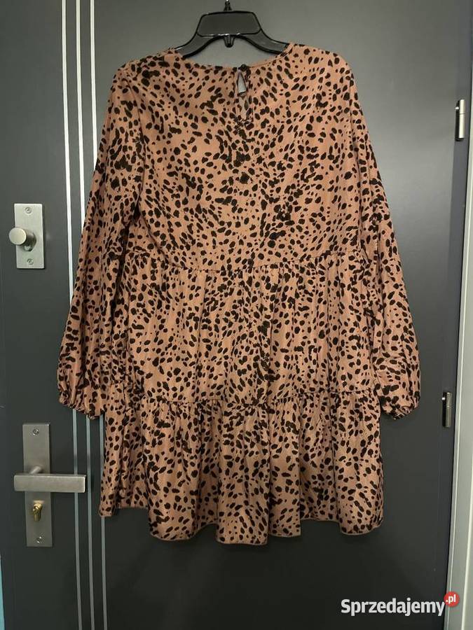 Shein sukienka modny wzór panterka cetki hit 38