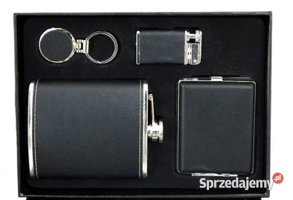 Zestaw Piersiówka Papierośnica Brelok Długopis Ostrowy nad Okszą