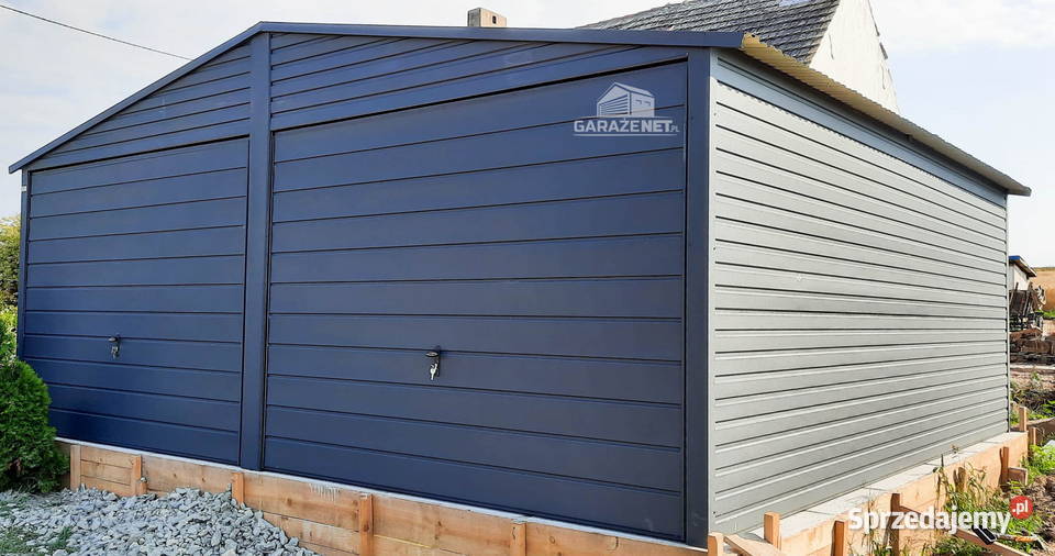 GARAŻ BLASZANY 6m x 6m DWUSPAD 2X BRAMA OKNO Łapanów