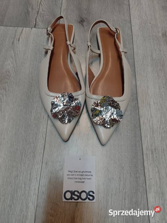 42 ASOS Design Beżowe bogato zdobione baleriny z Kraków