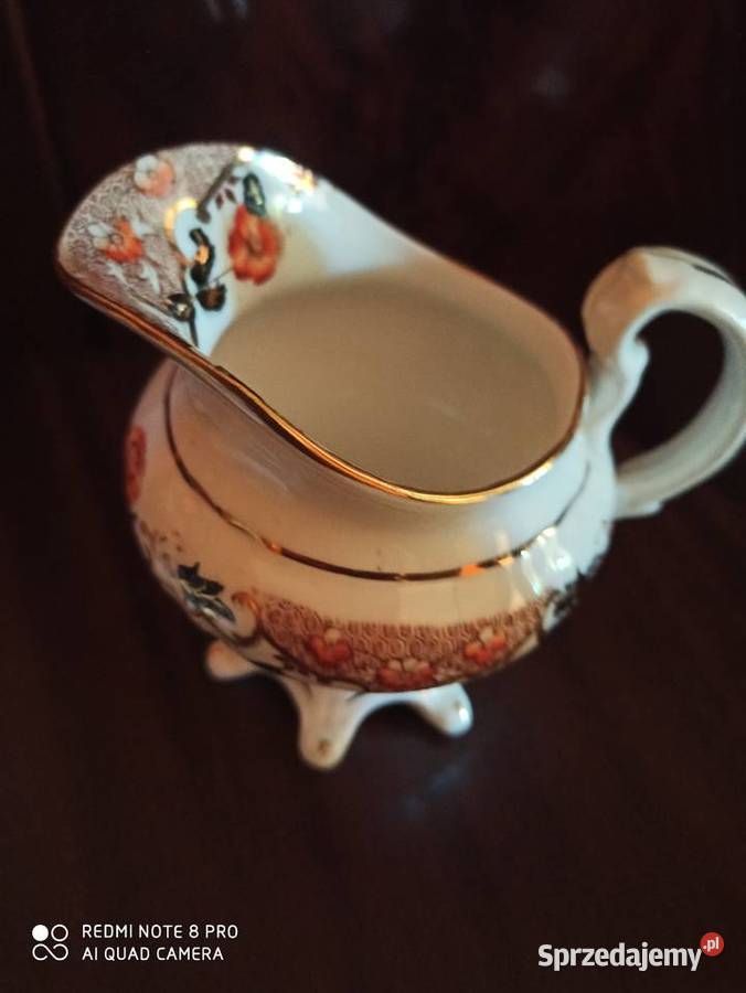 filiżanka z talerzykiem deserowymzłotem malowana Gdańsk