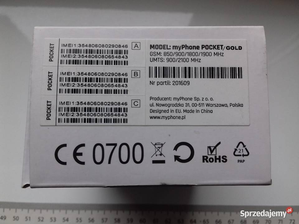 Smartfon MyPhone Pocket Gold w kartoniku ładny Telefony komórkowe Bydgoszcz