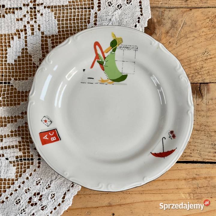Talerz deserowy Chodzież kaczka dziwaczka PRL Myszków