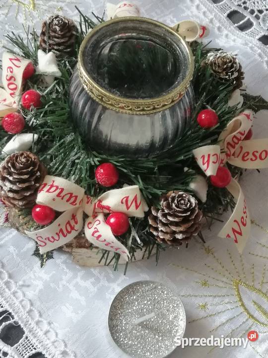 Stroik świąteczny na plastrze drzewa Dekoracje Katowice