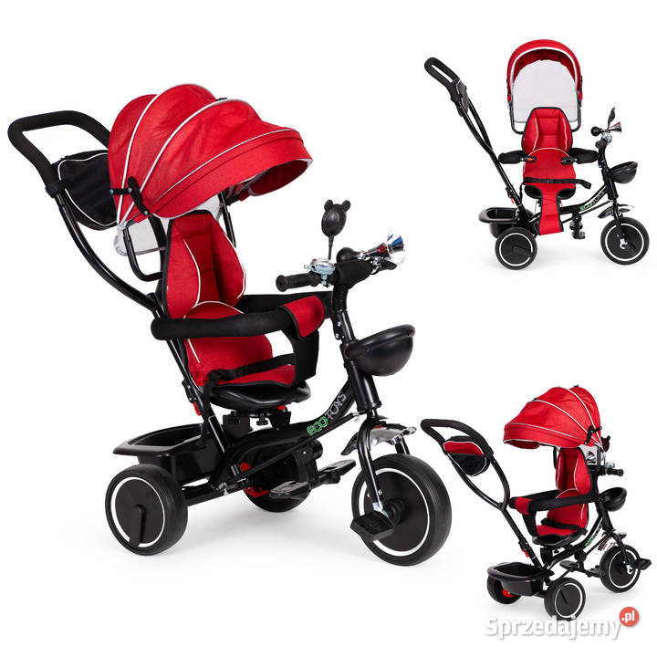 Rowerek trójkołowy z obracanym siedzeniem daszek