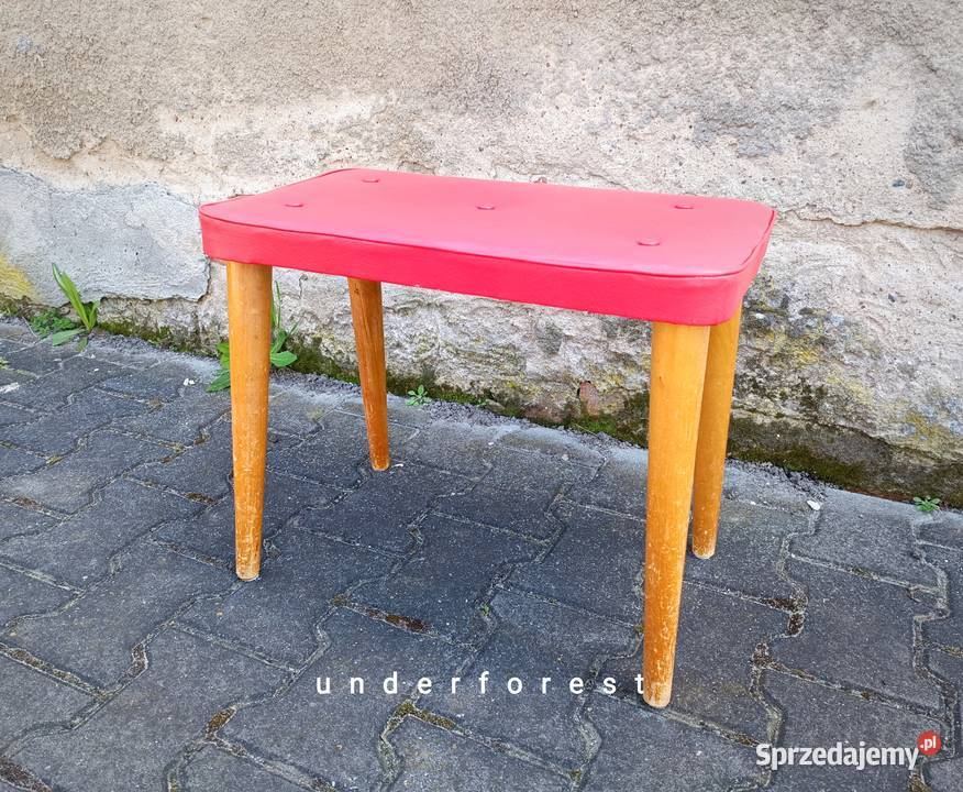 Taboret tapicerowany PRL vintage siedzisko Leszno