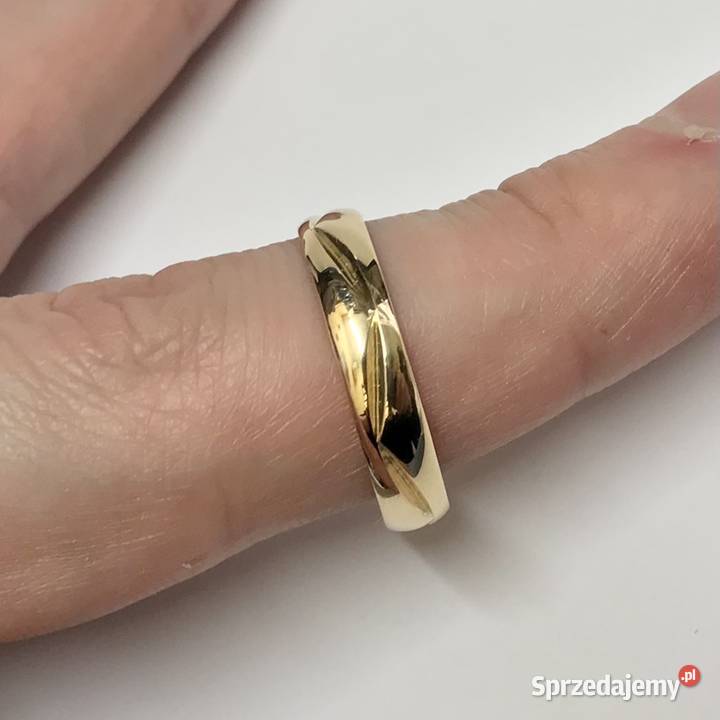OBRĄCZKA męska z żółtego złota 585 14K ZDOBIONA