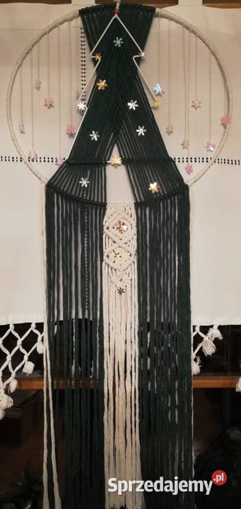 Choinka makrama święta Bożenarodzenie zieleń Dekoracje i ozdoby