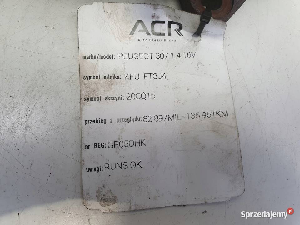 KOLEKTOR WYDECHOWY Peugeot 307 14 16V KFU Rudka