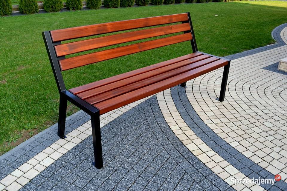 Ławka z oparciem stalowa parkowa ogrodowa Biała Góra