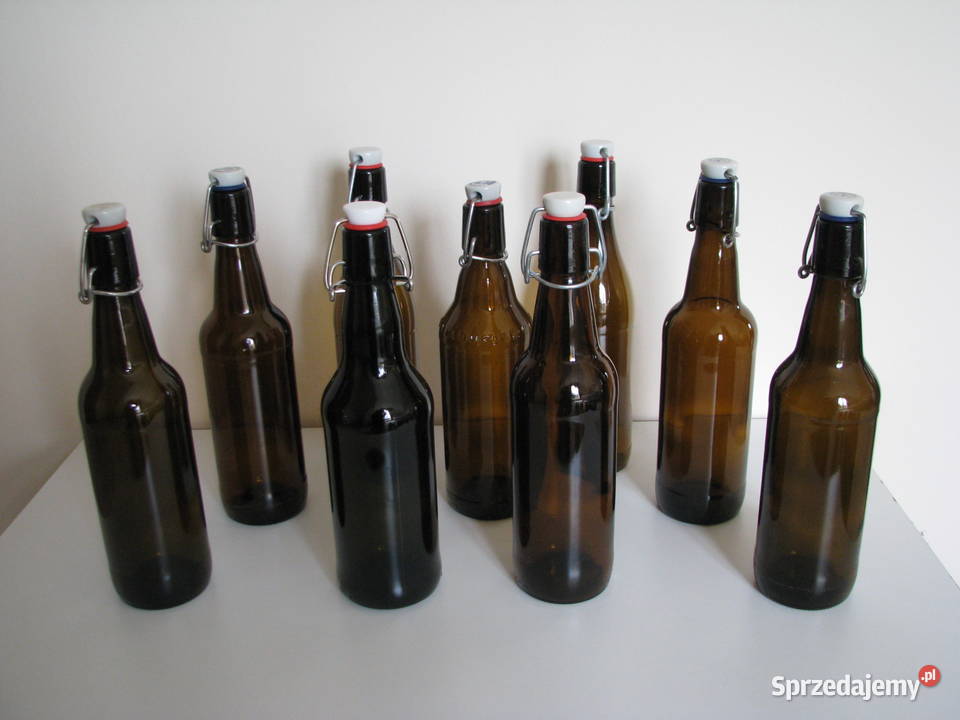 Butelki z pałąkiem piwie czyste bez etykiet z