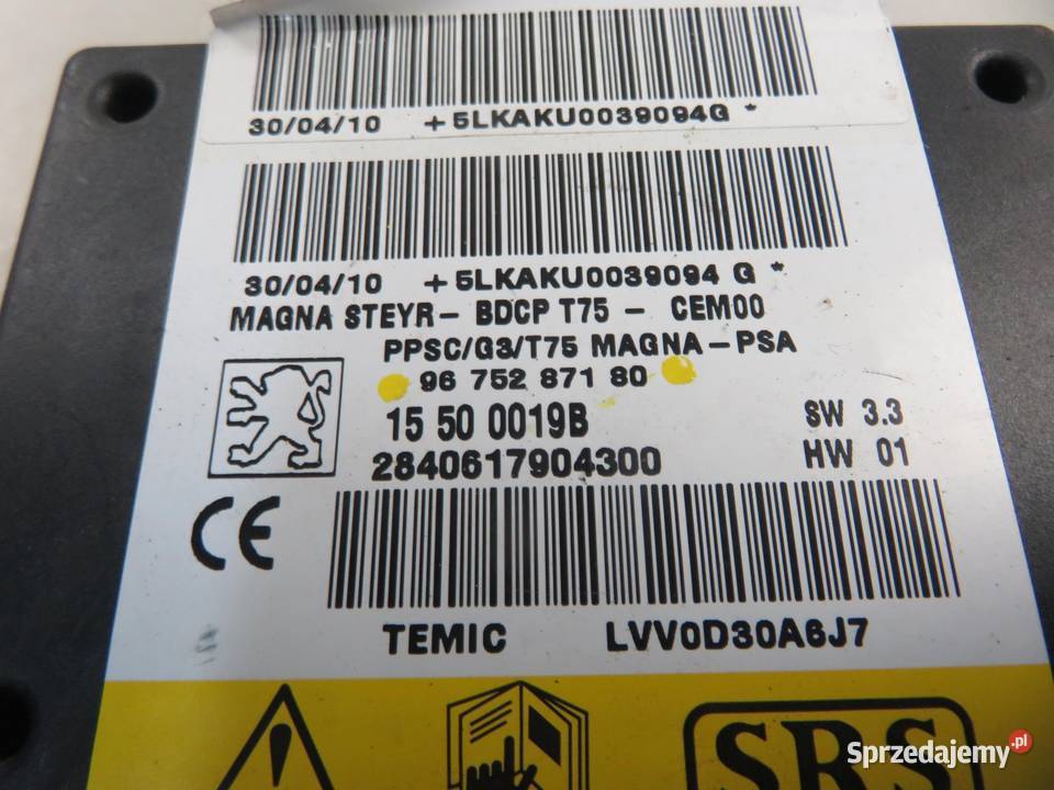 MODUŁ AIRBAG PEUGEOT RCZ 9675287180 sprzedam