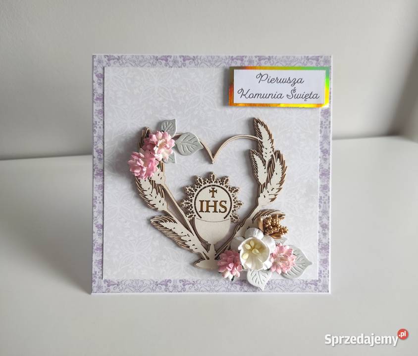 Kartka ręcznie robiona na Komunię Świętą z Łódź