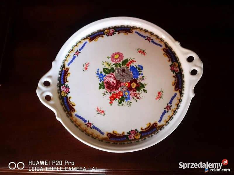 Patera Z pięknym dekorem w kolorach burgunda Z Gdańsk