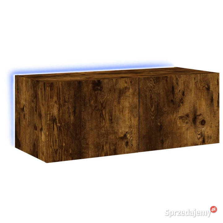 Ścienna szafka TV z LED przydymiony dąb 80x35x31 Warszawa
