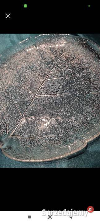 SZKLANA PATERA Z MOTYWEM LIŚCIA Pabianice