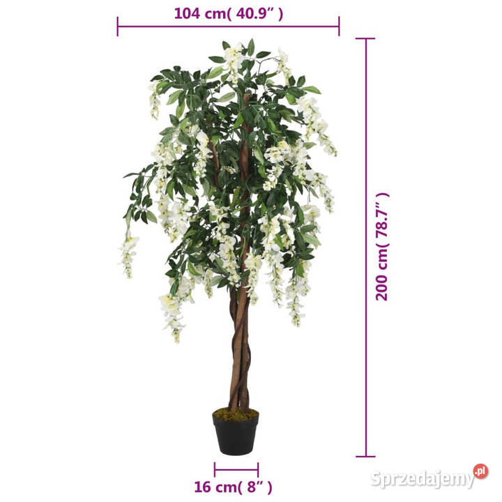 Sztuczna wisteria 1470 liści 200 zielonobiała mazowieckie Warszawa
