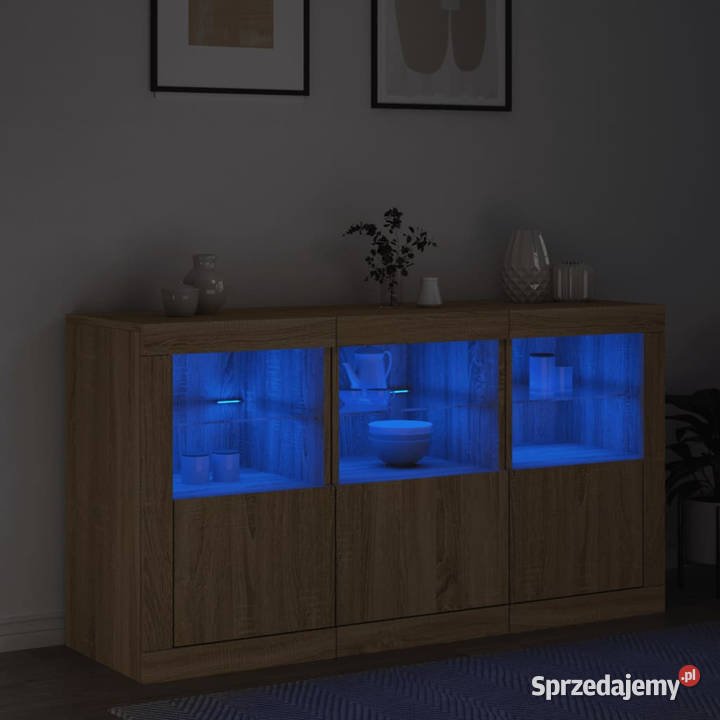 Szafka z oświetleniem LED dąb sonoma 123x37x67 mazowieckie Warszawa
