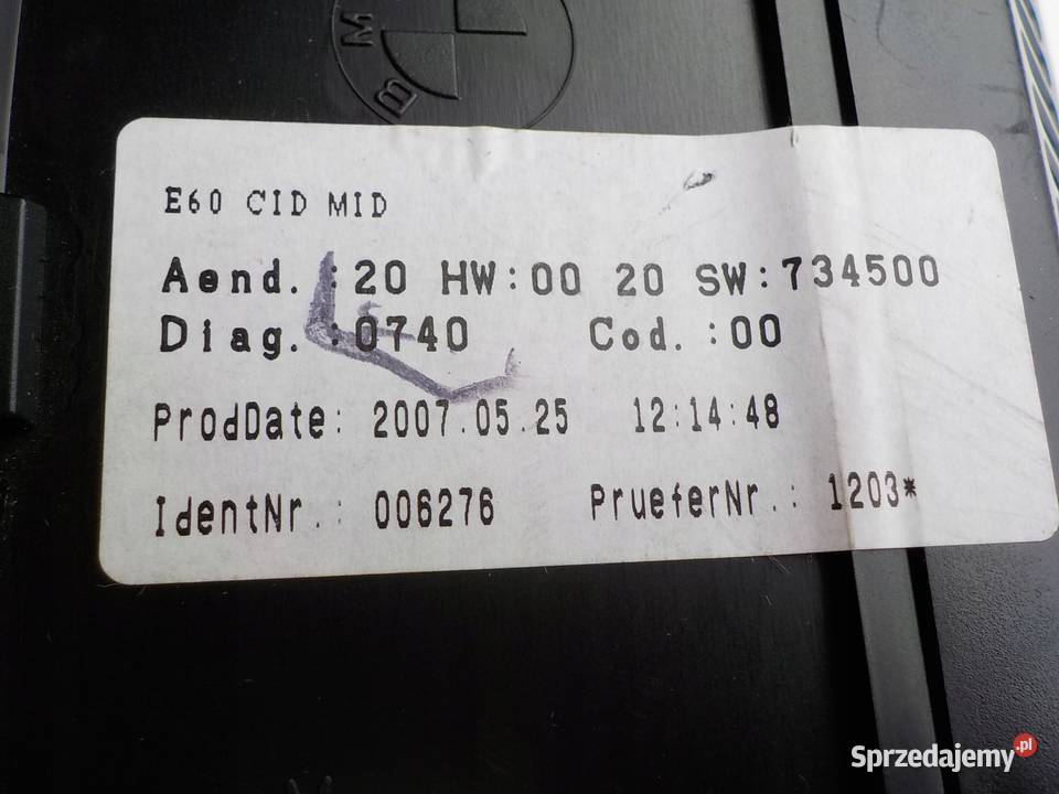 WYŚWIETLACZ NAWIGACJI BMW 5 E60 A2C53282095 osobowe Nowy Tomyśl