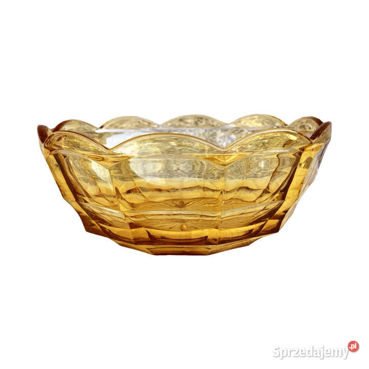 Miodowa misa szklana art deco Stlzle Czechy lata Warszawa sprzedam