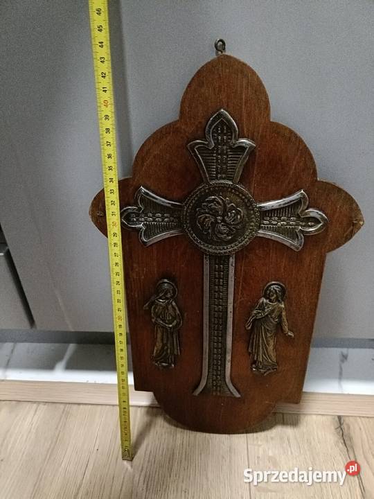 Stary drewniany krzyż krucyfiks ścienny dolnośląskie Wrocław