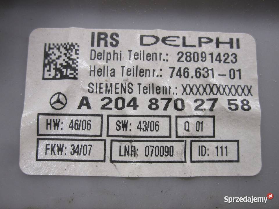 MERCEDES W204 07r lampka podsufitki A2048702758 Części samochodowe Kielce