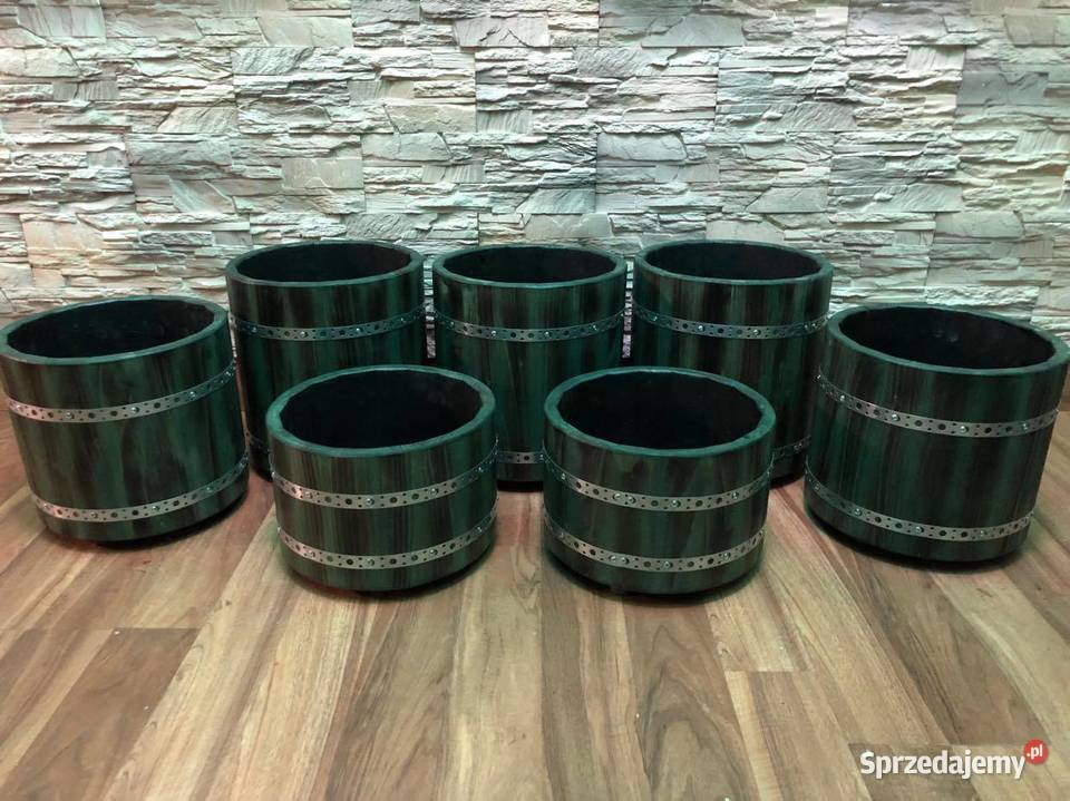 Doniczka drewniana okrągła donica ozdobna podkarpackie