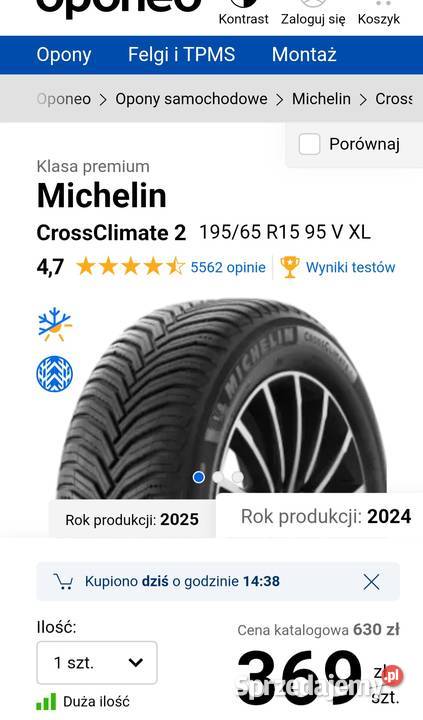 Opony Michelin crossclimate2 195 65 R15 komplet 65 Gorzów Wielkopolski