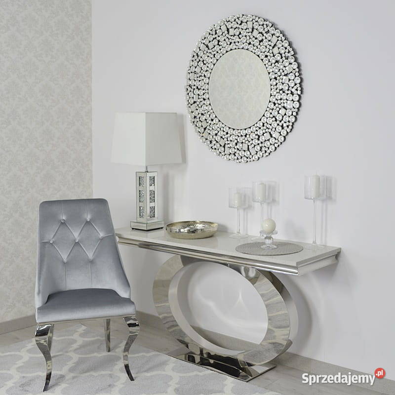 Lustro glamour z kryształkami srebrne duże mazowieckie Warszawa