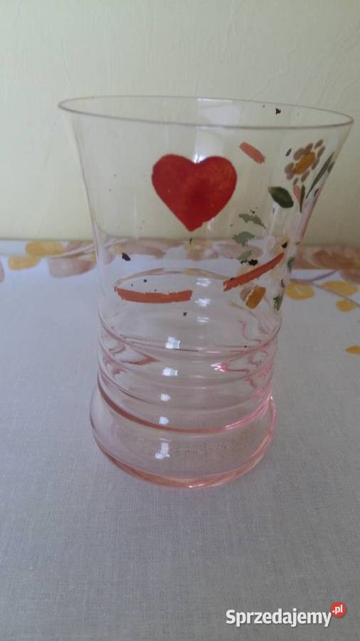 Szklanka ręcznie malowana różowa Łódź