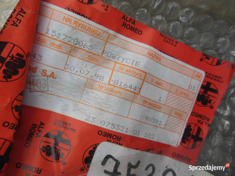 151728065 OSŁONA TYLNA ORYGINAŁ ALFA ROMEO A145 osobowe Kozy