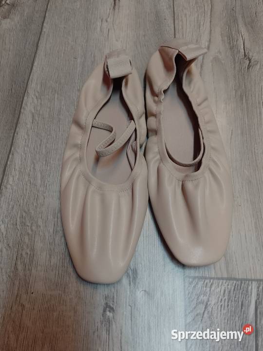 41 SEQWL Beżowe Baleriny wieczorowe z Londynu skóra ekologiczna Kraków