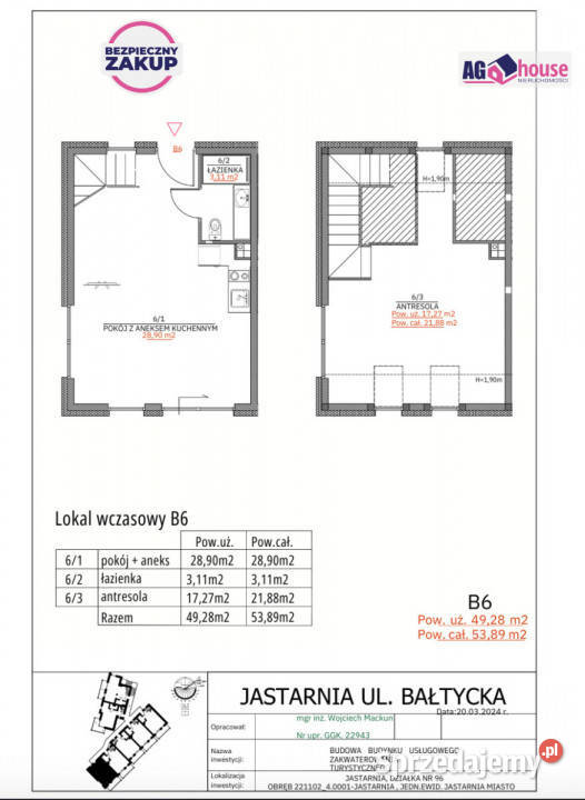 Mieszkanie 4928m2 3 pokoje Jastarnia sprzedam