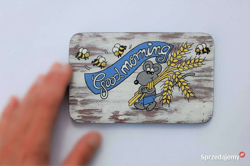 Good Morning ręcznie malowana zawieszka drewno Lublin