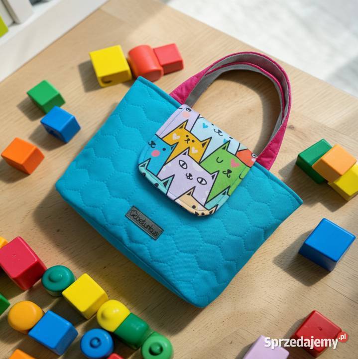 Niebieska Torebka Koszyk w KOTKI handmade zielony małopolskie Kraków