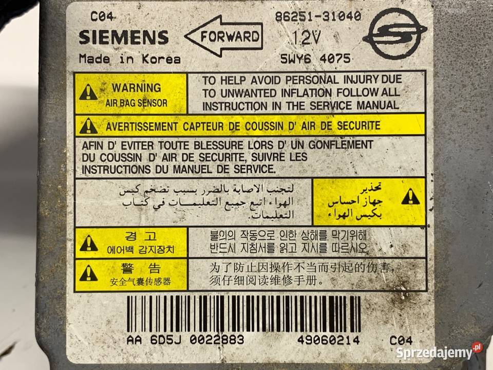 SENSOR AIRBAG SSANGYONG ACTYON 8625131040