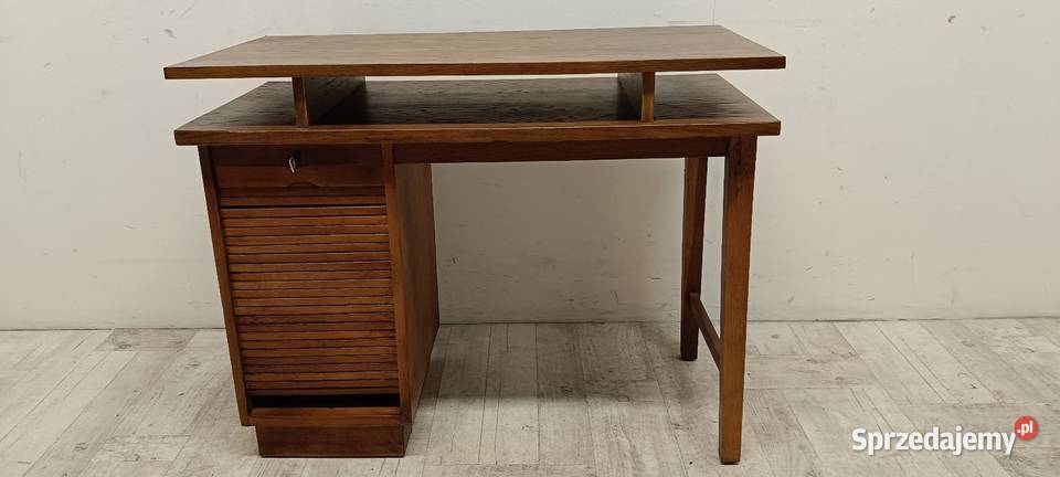 biurko drewniane małe dwustronne vintage design Radomsko