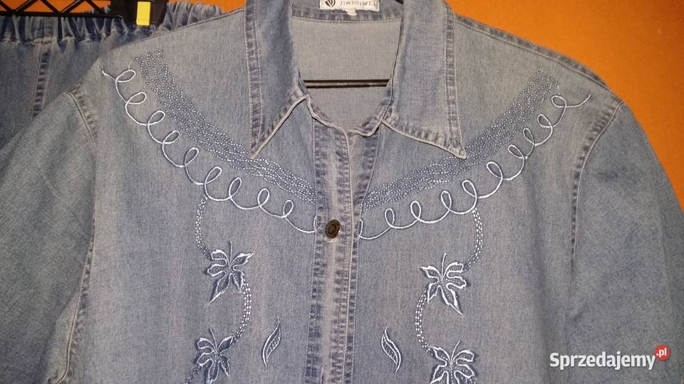 Jeansowy komplet bluza i spodnie rybaczkiXL łódzkie Łódź