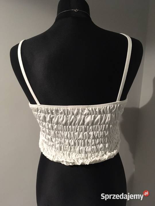 Nowy biały marszczony crop top Elite Models Rozmiar 36(S) Nisko