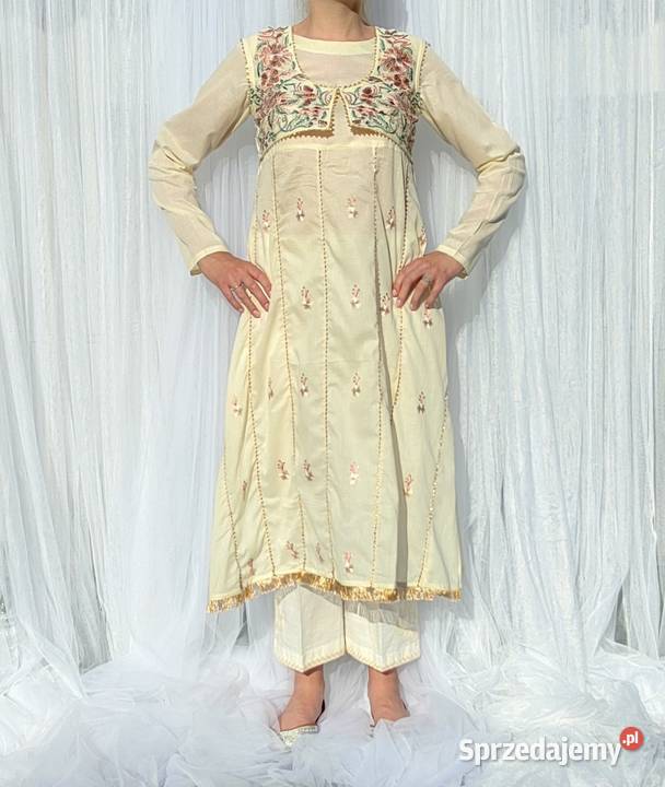 Długa sukienka bawełniana S 36 haftowana Szczecin sprzedam