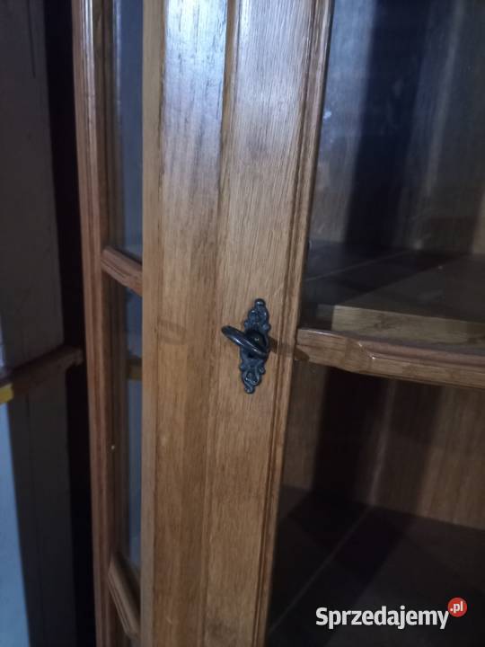 Witryna przeszklona z szufladą Dąb śląskie Kozy sprzedam