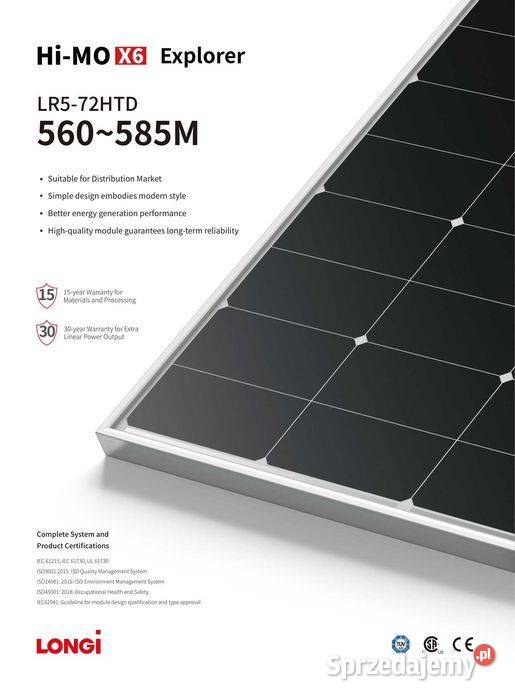 Panel Fotowoltaiczny LONGi HiMO X6 565W Bifacial sprzedam