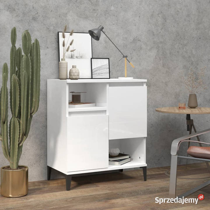Komoda biała z połyskiem 60x35x70 materiał Warszawa